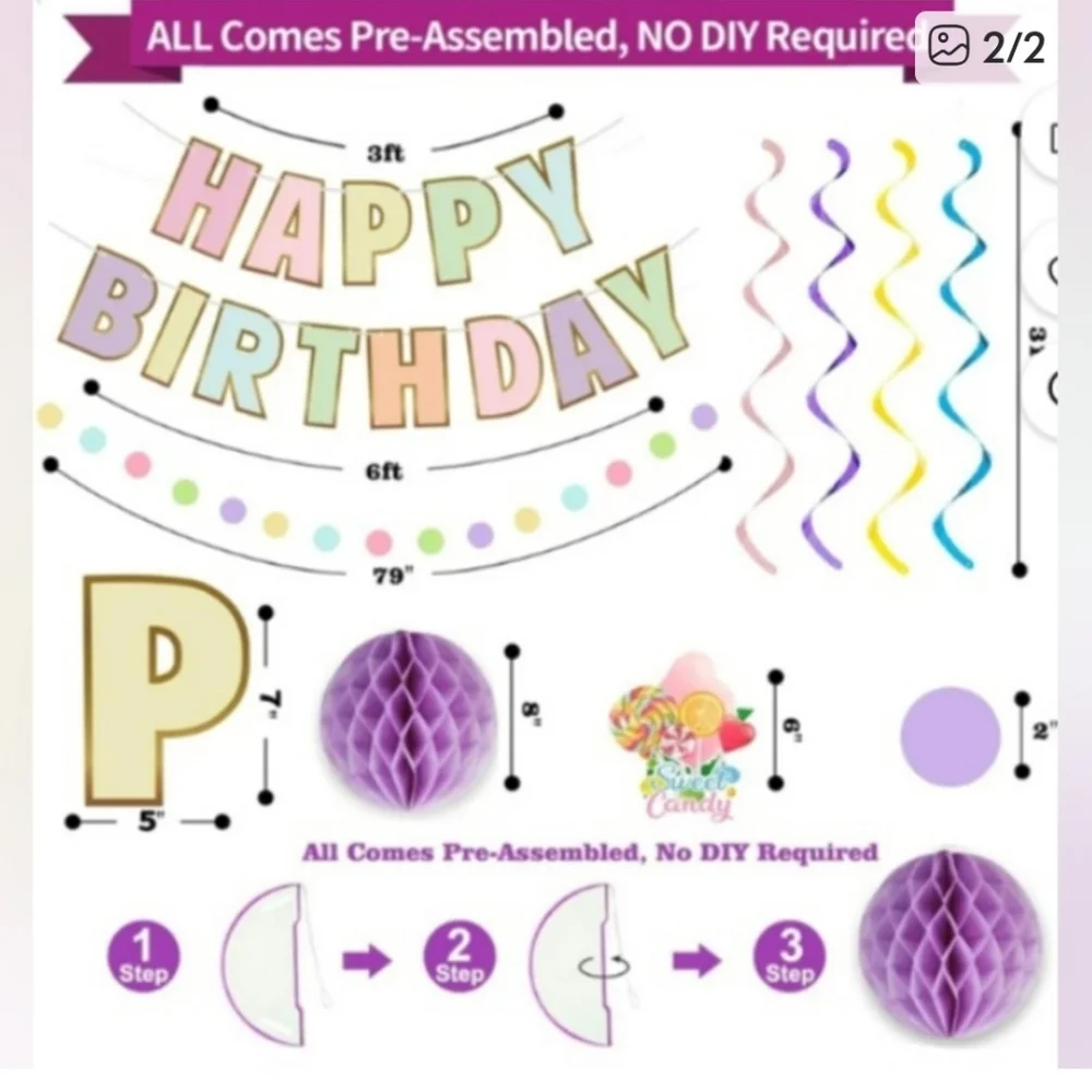 Happy Birthday Party Decorations Candy Shop Girls